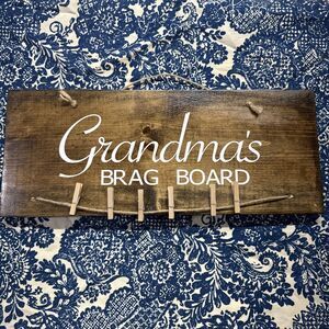 Grandma’s Brag Photo Board For Pictures Wall Hanging Display Mother’s Day Wooden